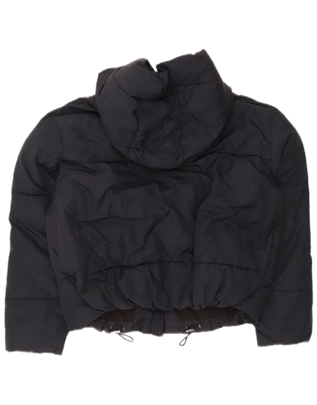 Zara Mujer Chaqueta Acolchada Corta Extragrande Con Capucha UK 6 XS Poliéster Azul Marino