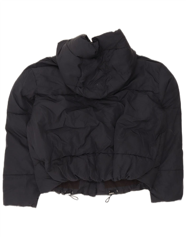 Zara Mujer Chaqueta Acolchada Corta Extragrande Con Capucha UK 6 XS Poliéster Azul Marino