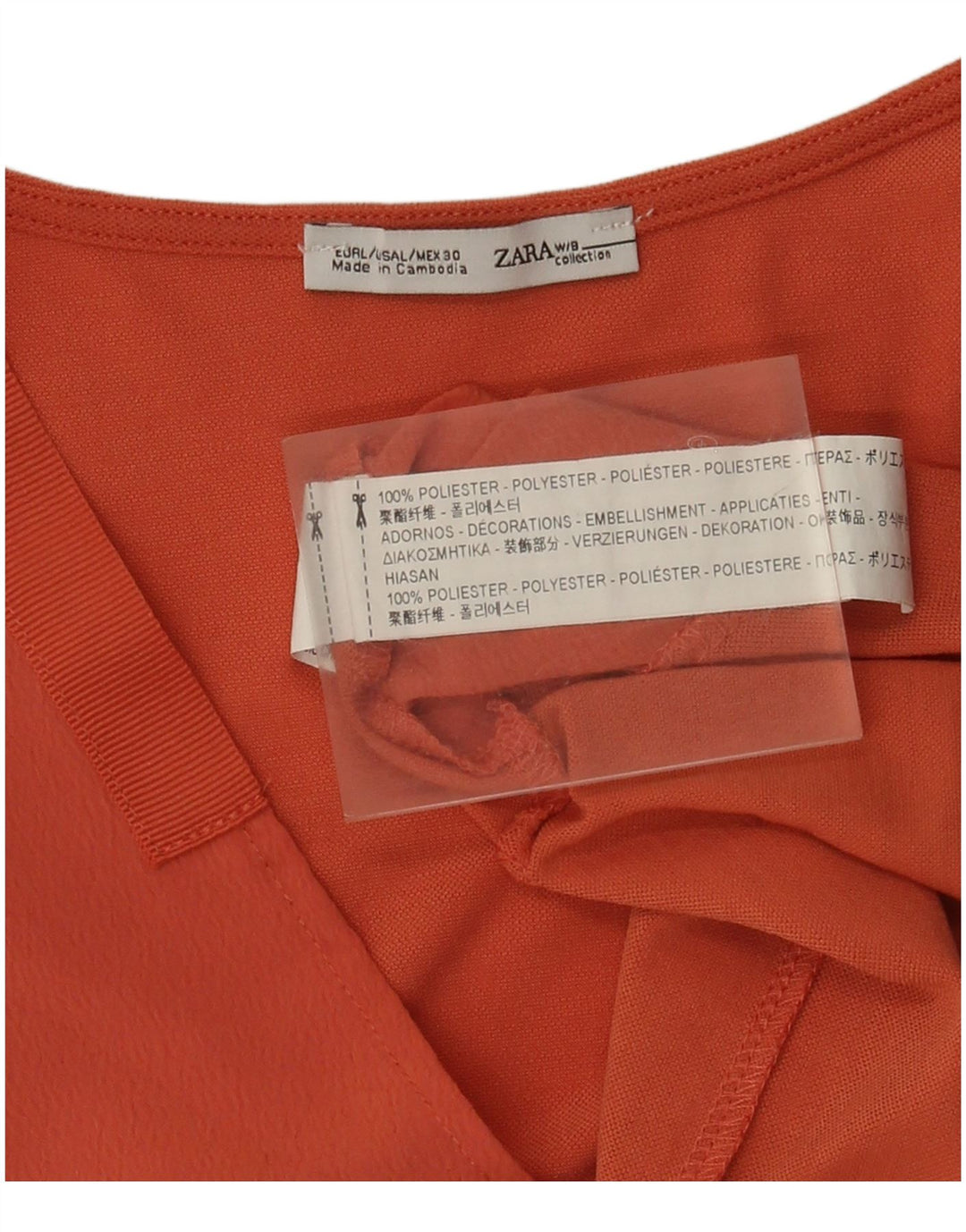 Zara Blusa Extragrande para Mujer Top UK 46 Poliéster Naranja Grande