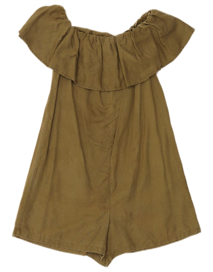 Zara Mujer Mono Corto con Hombros Descubiertos UK 6 XS Caqui