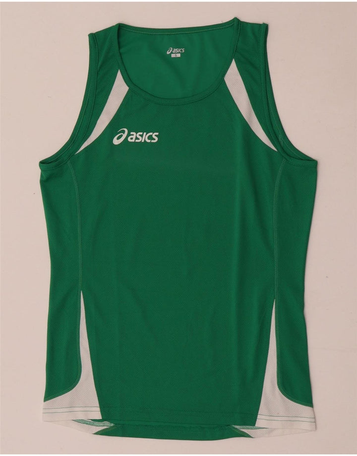 Asics Hombre Graphic Vest Top Small Verde Colorblock