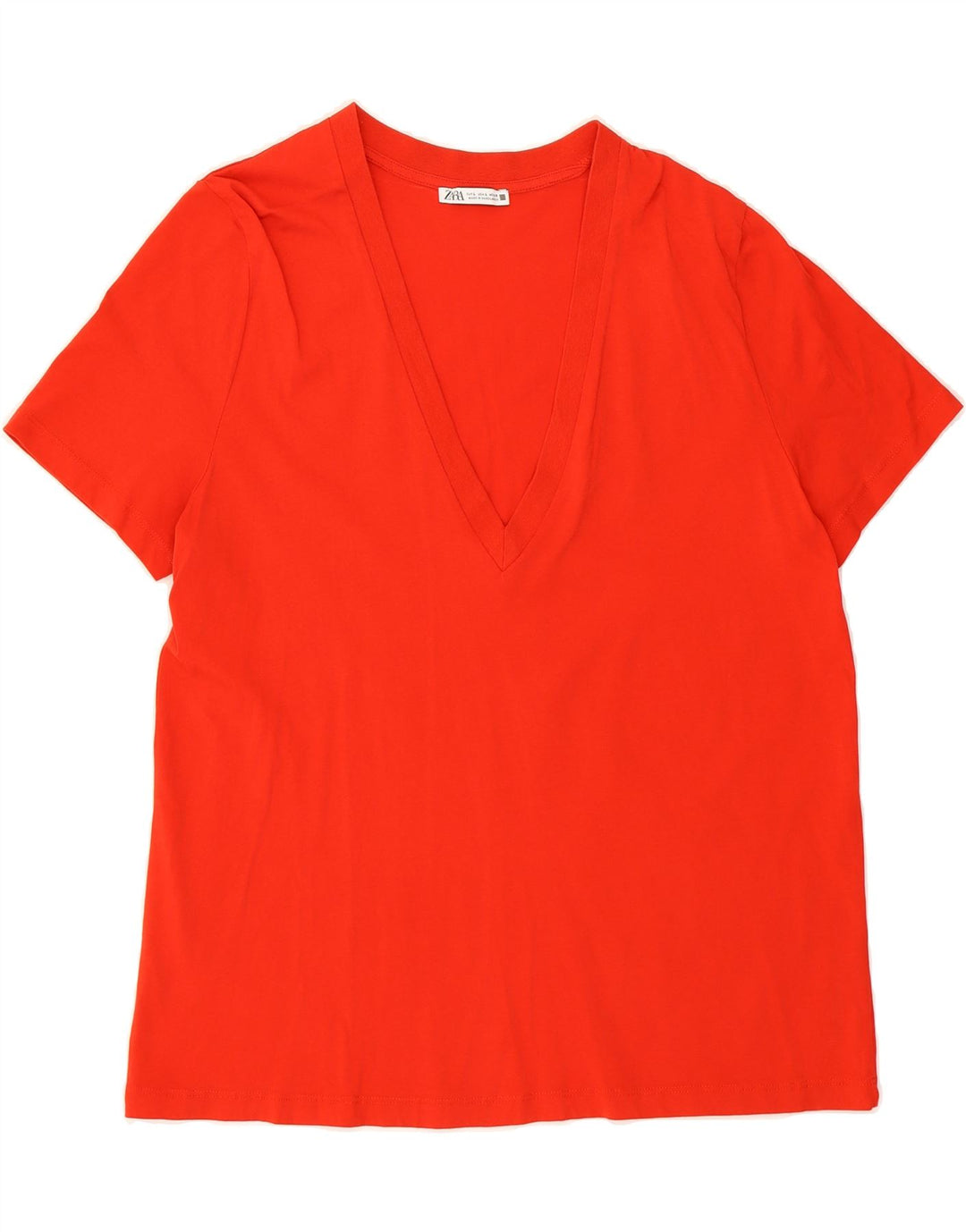 ZARA Womens Crop T-Shirt Top UK 14 Large Red Vintage Zara and Second-Hand Zara from Messina Hembry 