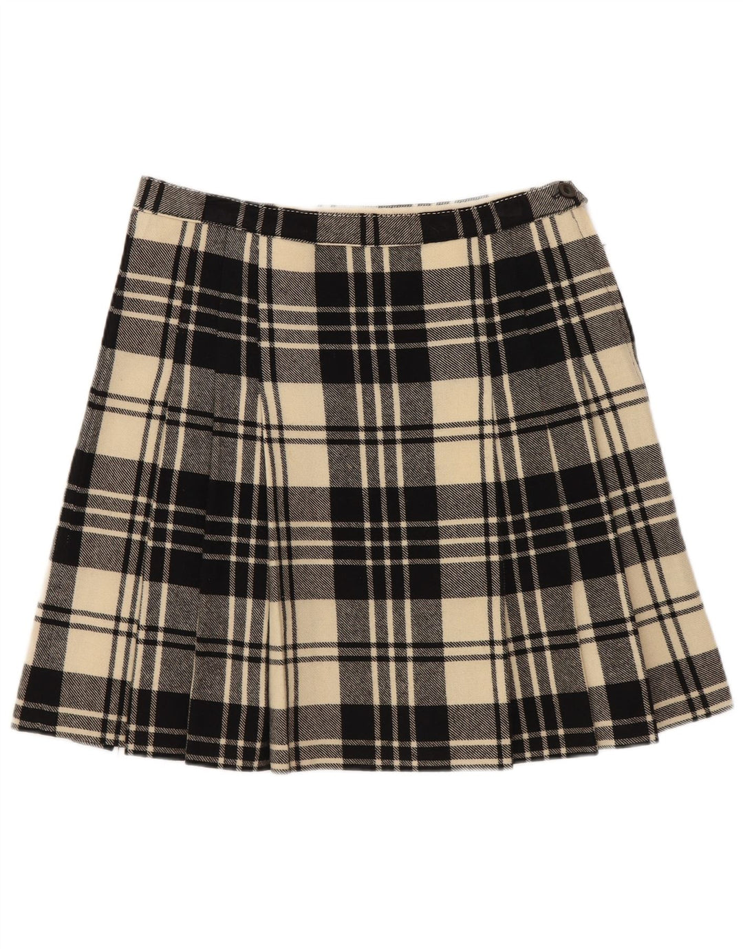 Vintage mujer mini falda W26 pequeño cuadros negros