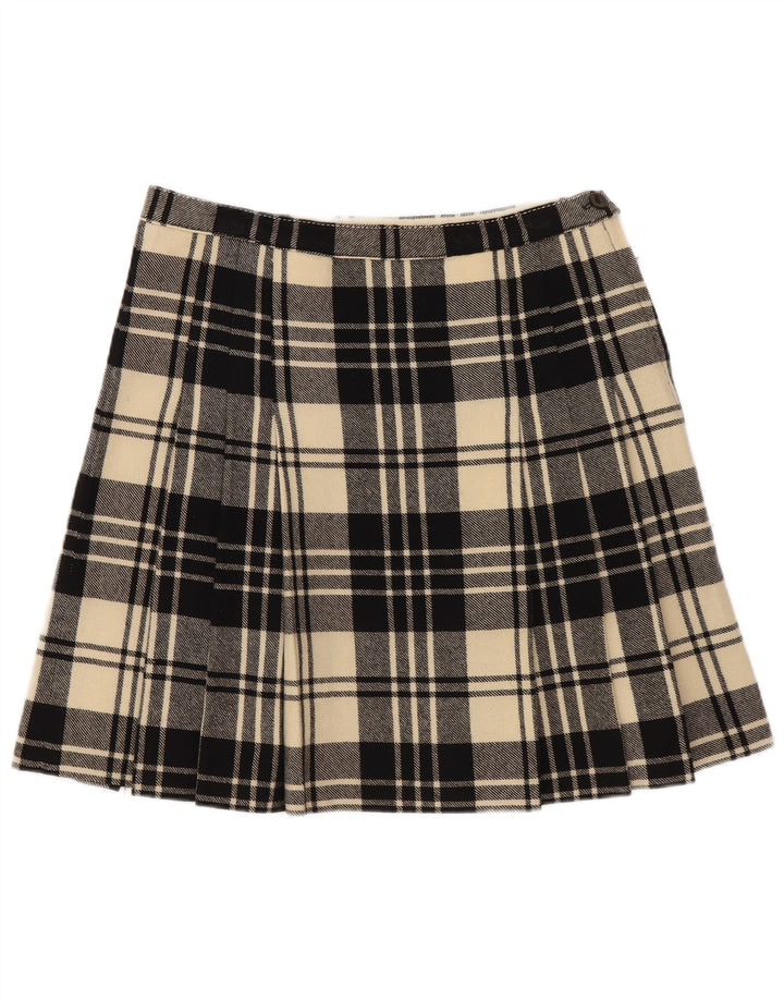Vintage mujer mini falda W26 pequeño cuadros negros