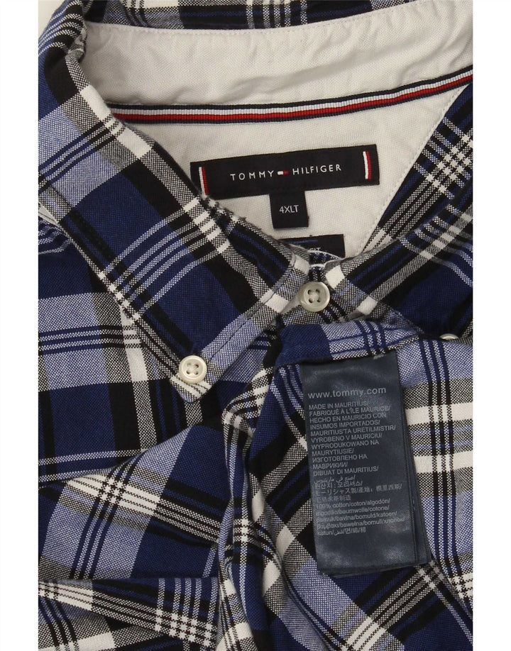 Tommy Hilfiger Camisa alta para hombre 4XL Algodón a cuadros azul marino