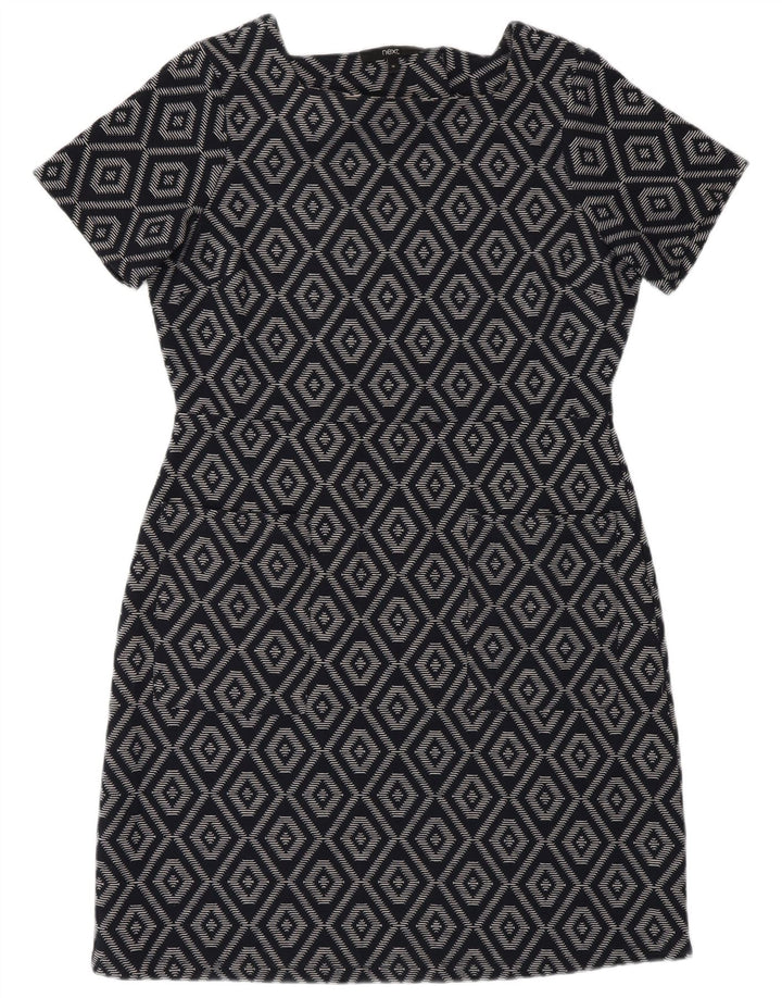 NEXT Womens Sheath Dress UK 16 Large  Navy Blue Geometric Polyester
