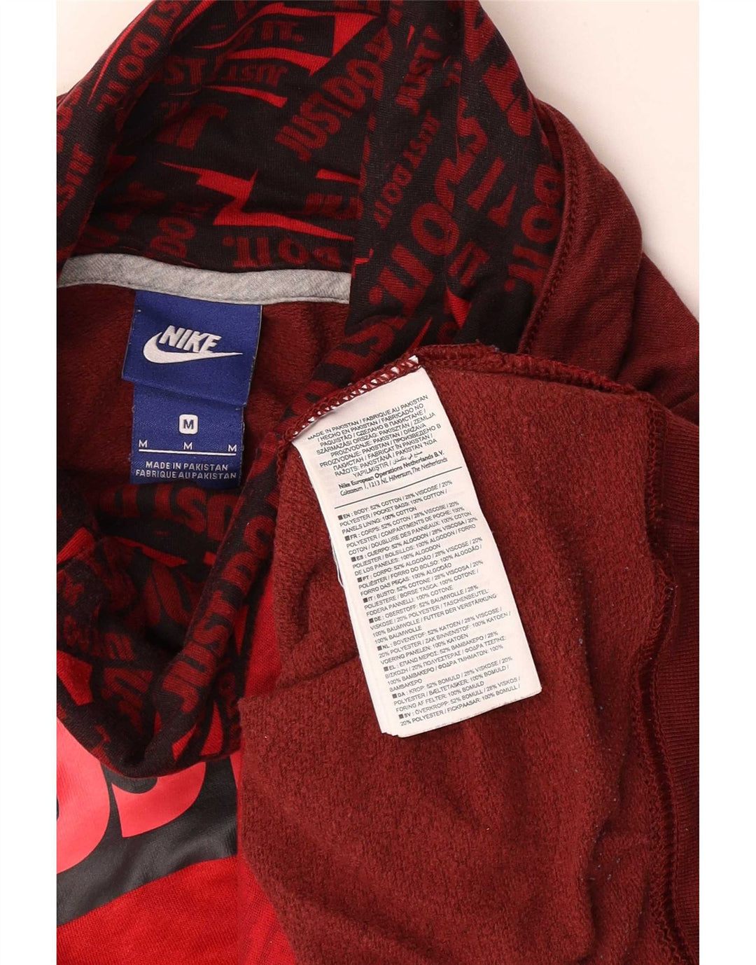 Nike - Sudadera gráfica para mujer, talla 40, talla mediana, color rojo, algodón