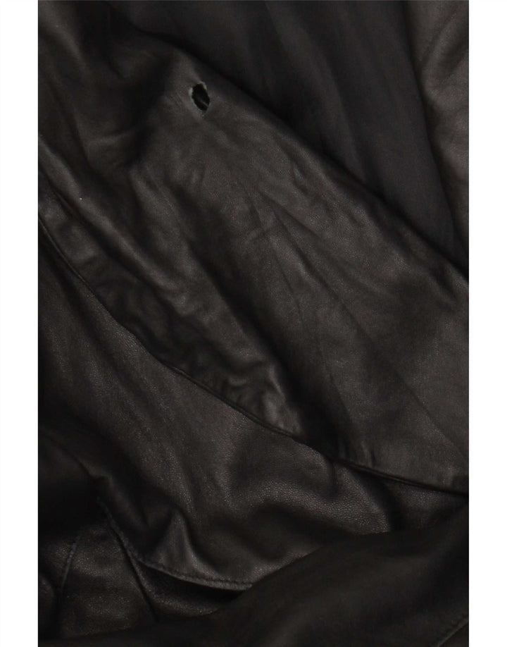 Abrigo de cuero vintage para mujer IT 46 Cuero negro grande