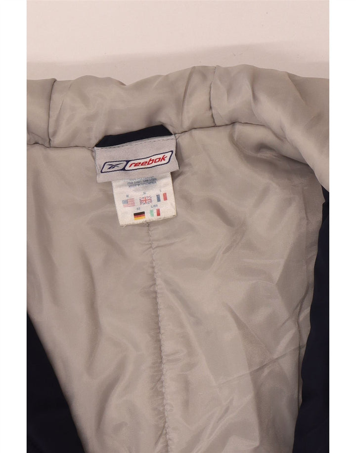 Reebok Chaqueta bomber con capucha para hombre UK 38 Medium Azul marino Colorblock