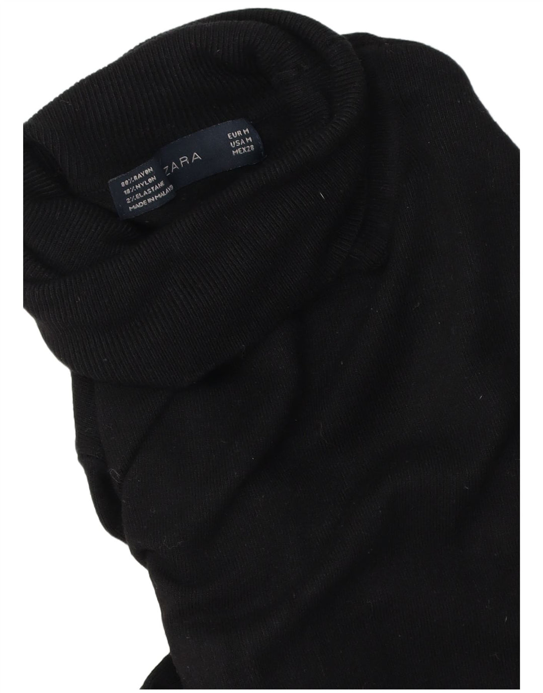 Zara - Jersey con cuello vuelto para mujer, talla 40, tamaño mediano, rayón negro