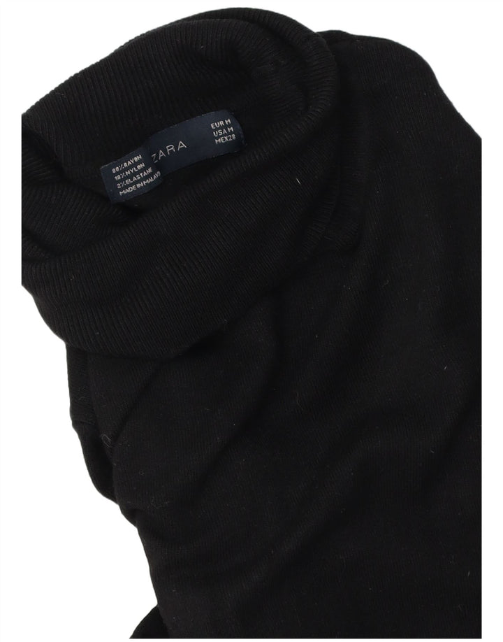 Zara - Jersey con cuello vuelto para mujer, talla 40, tamaño mediano, rayón negro