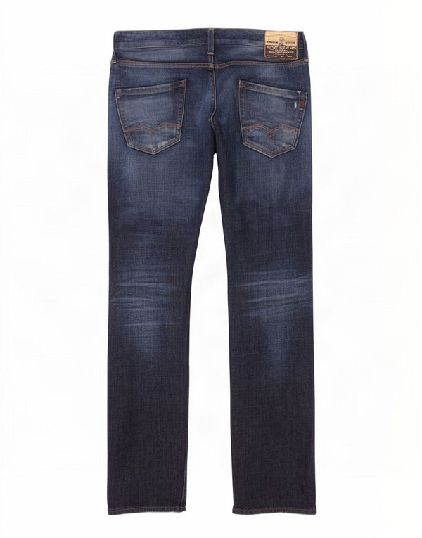 Replay Vaqueros rectos Waitom para hombre W30 L34 Algodón azul marino