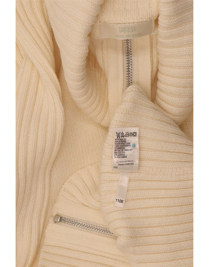 Marks & Spencer Suéter tipo cárdigan con cremallera completa para mujer UK 46 Large Off White