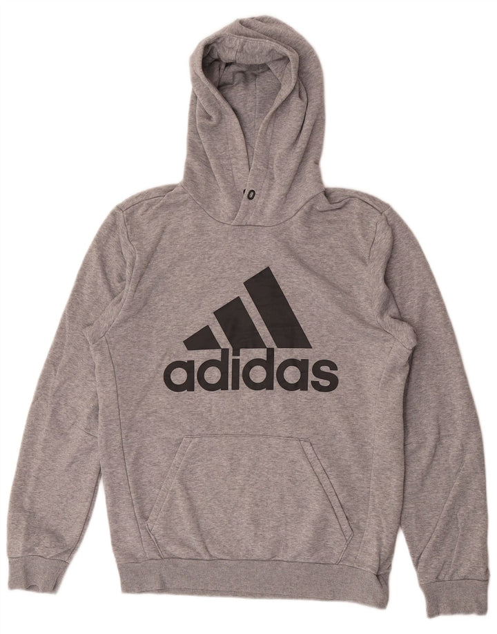 Adidas Hombre Sudadera Con Capucha Gráfica Jersey Pequeño Gris Algodón