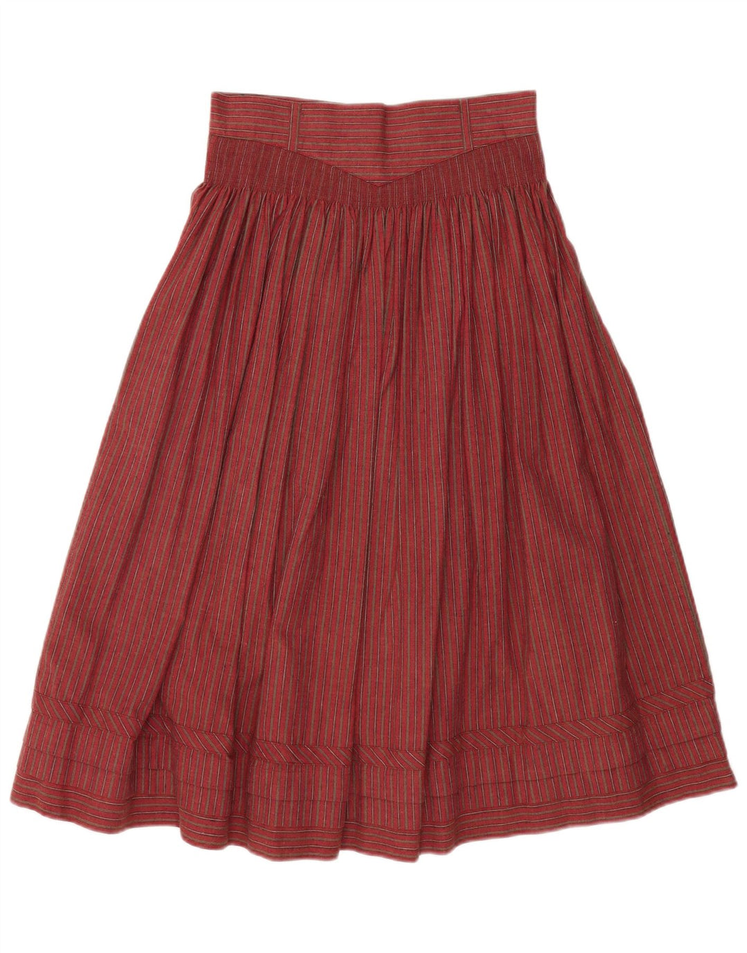 VINTAGE Falda de cintura alta para mujer W28 Algodón a rayas rojas medianas