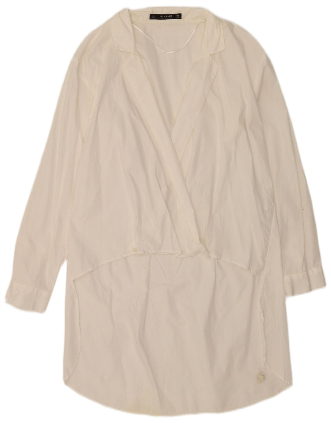Zara Vestido recto de manga larga para mujer UK 10 Small White Cotton