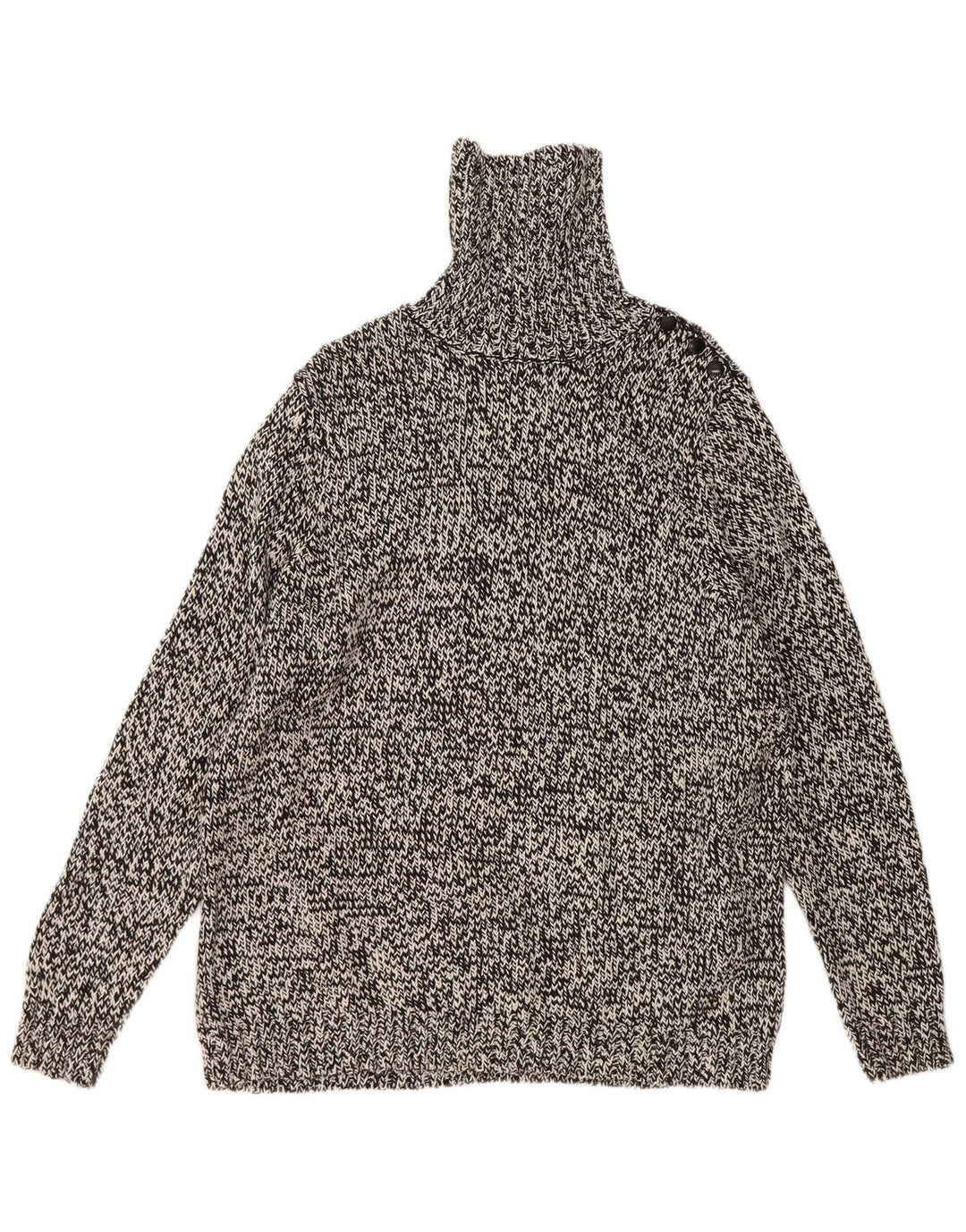 Chaps Suéter con cuello vuelto para mujer UK 18 XL Algodón moteado negro