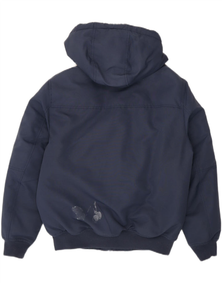 TOMMY HILFIGER Mens Hooded Padded Bomber Jacket UK 38 Medium Navy Blue Vintage Tommy Hilfiger and Second-Hand Tommy Hilfiger from Messina Hembry 
