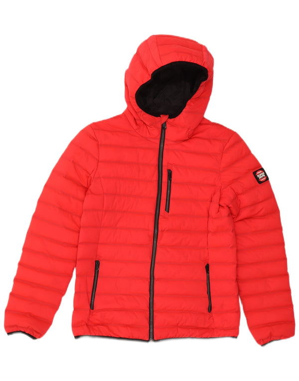 Superdry Mujer Chaqueta Acolchada Con Capucha UK 40 Small Poliéster Rojo