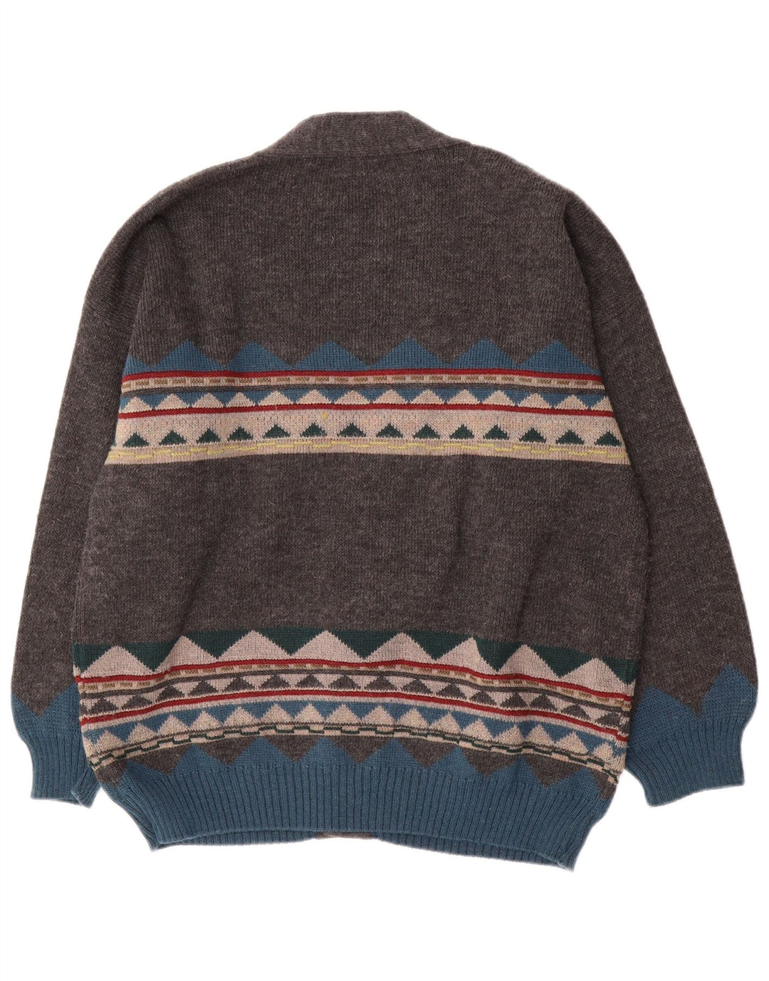 Vintage hombres Cardigan suéter XL gris geométrico