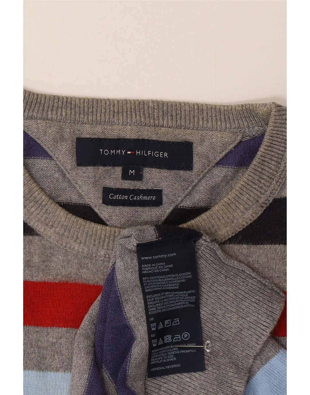 Tommy Hilfiger Jersey con Cuello Redondo para Hombre, Jersey de Rayas Multicolor Mediano