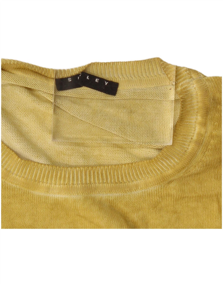 Sisley Jersey de cuello redondo para mujer, talla 40, color amarillo mediano