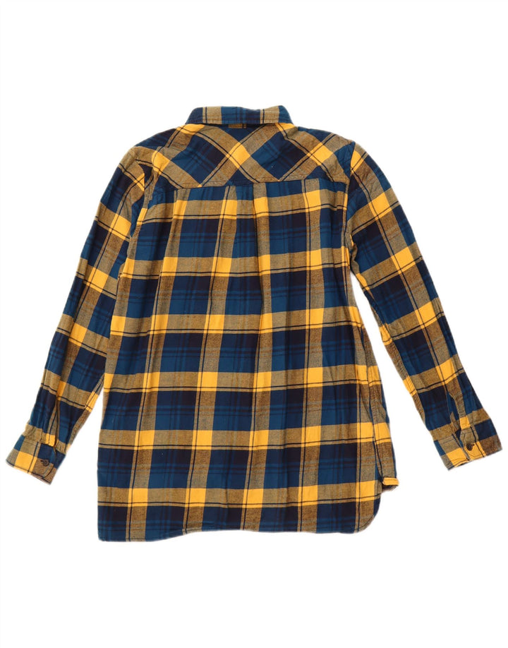 EDDIE BAUER Camisa de franela tipo jersey para mujer UK 12 Algodón a cuadros azul mediano