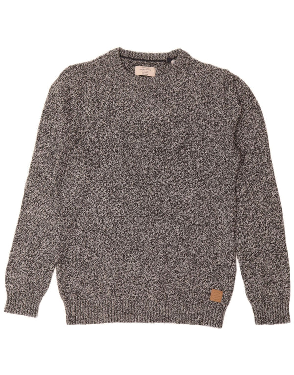Jack & Jones Hombre Jersey De Cuello Redondo De Algodón Moteado Gris Medio