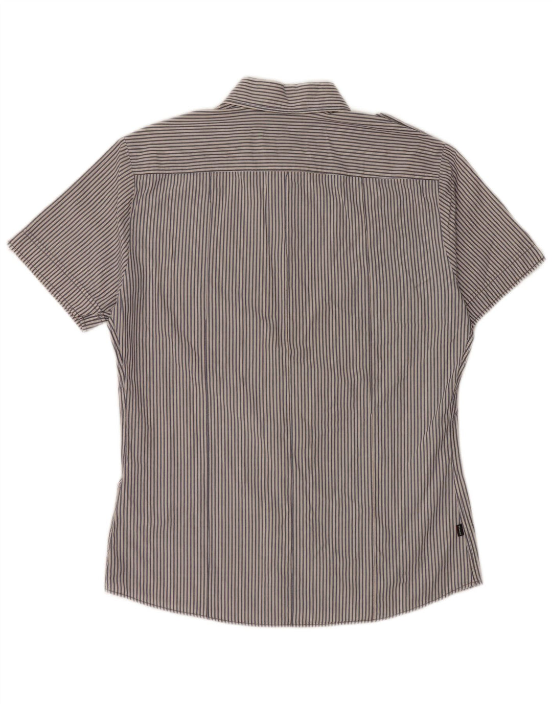 BLAUER Camisa militar de manga corta para hombre de algodón a rayas azules grandes