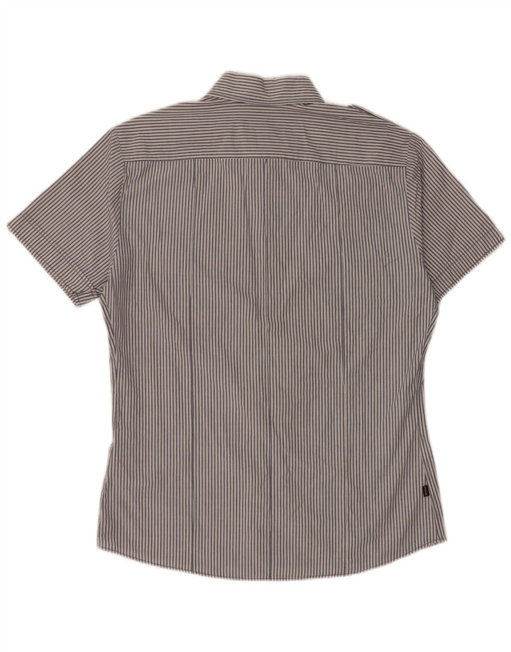 BLAUER Camisa militar de manga corta para hombre de algodón a rayas azules grandes