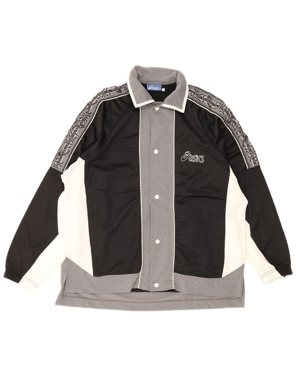 Asics Mens Graphic Tracksuit Top Jacket Medium Black Colourblock