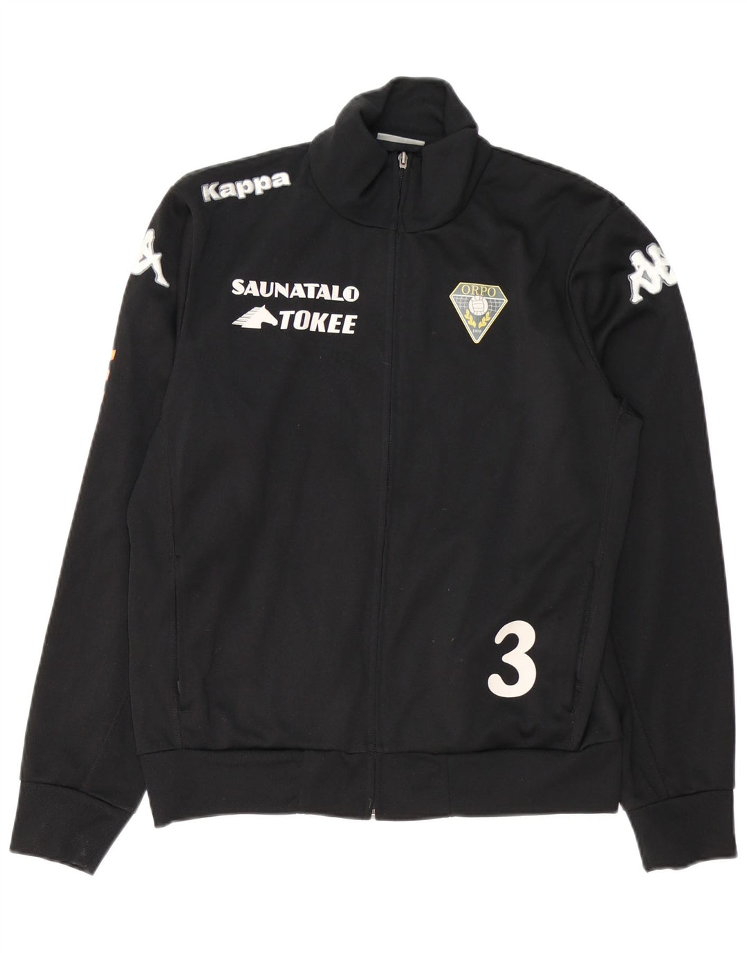 KAPPA Chaqueta superior de chándal con gráfico para hombre Poliéster negro mediano