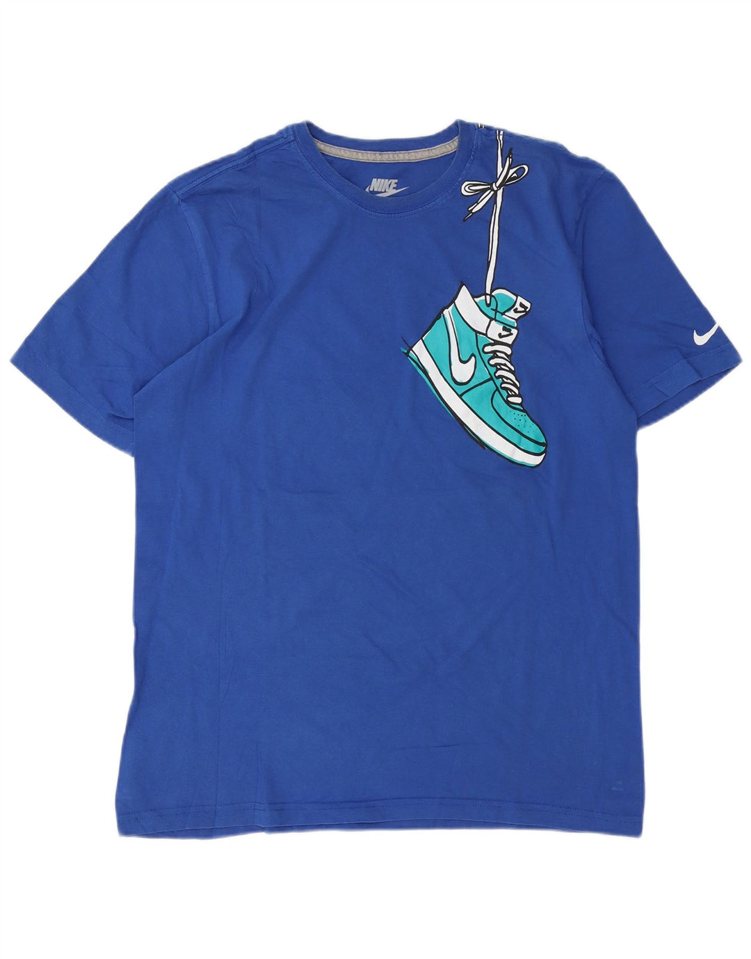 NIKE Camiseta gráfica de ajuste regular para hombre Top grande de algodón azul