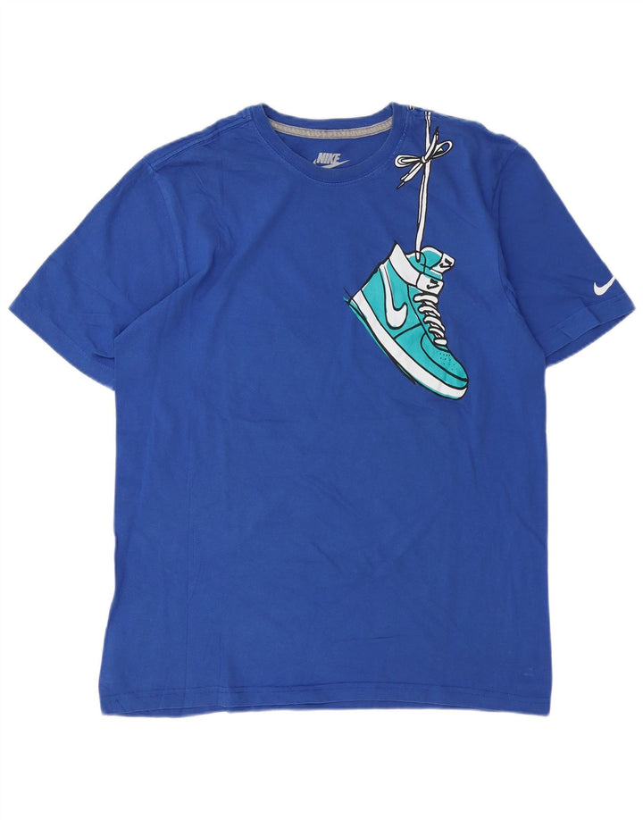 NIKE Camiseta gráfica de ajuste regular para hombre Top grande de algodón azul
