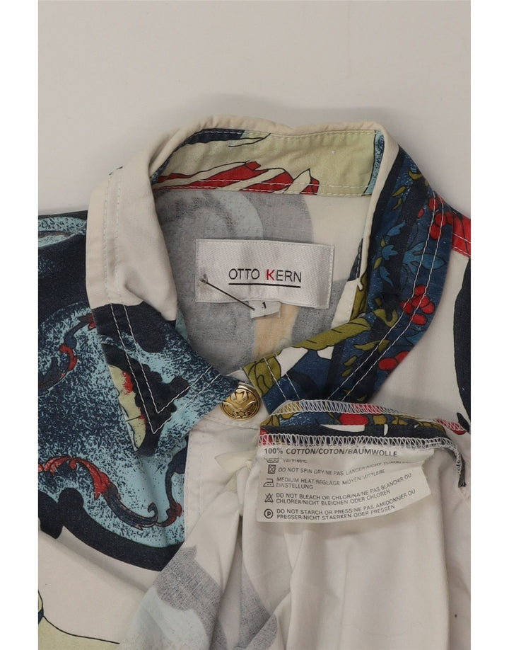 Otto Kern Mujer Reino Unido 42 Algodón floral blanco mediano