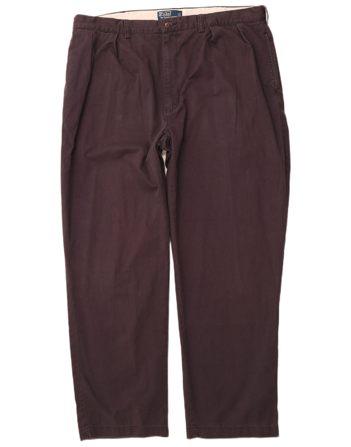 POLO RALPH LAUREN Pantalón chino con pinzas para hombre W42 L32 Algodón azul marino