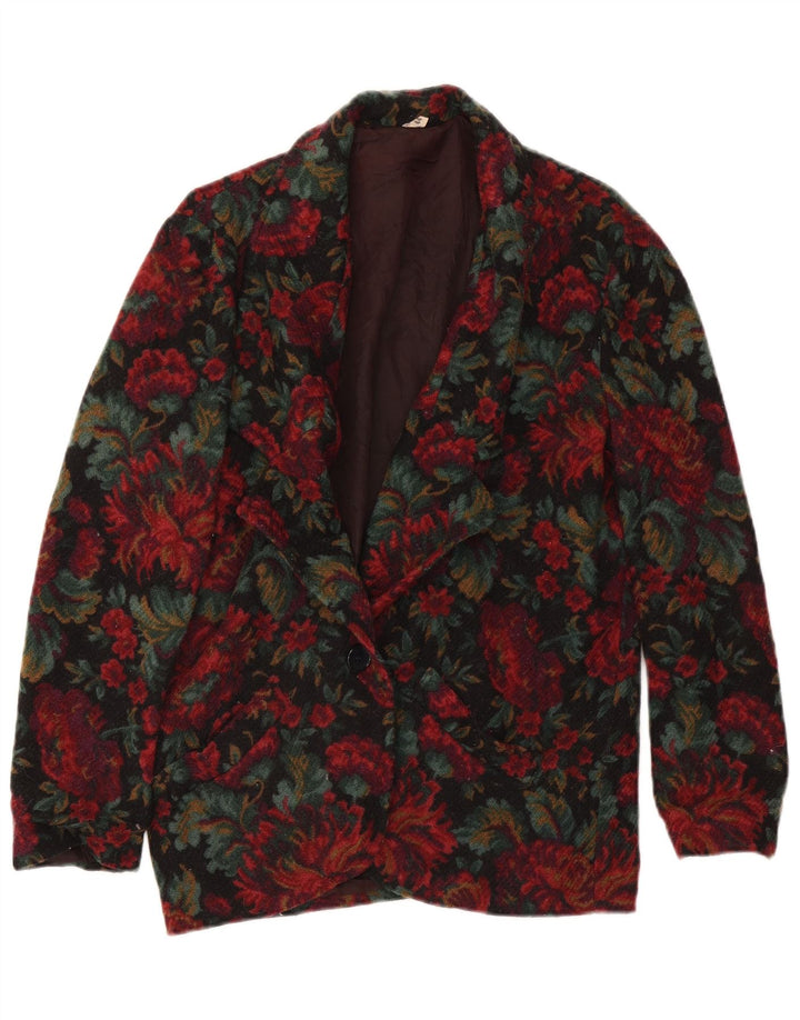 Vintage mujer 1 botón Blazer chaqueta IT 44 medio multicolor floral