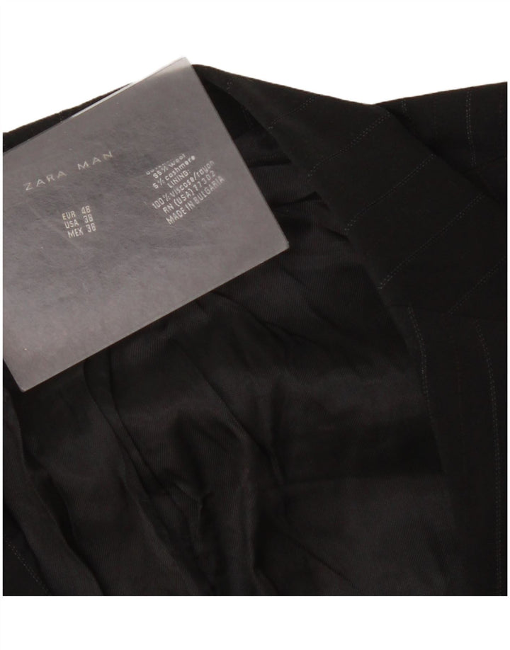 Zara Chaqueta tipo blazer de 2 botones para hombre EU 48 Mediana Lana a rayas negras