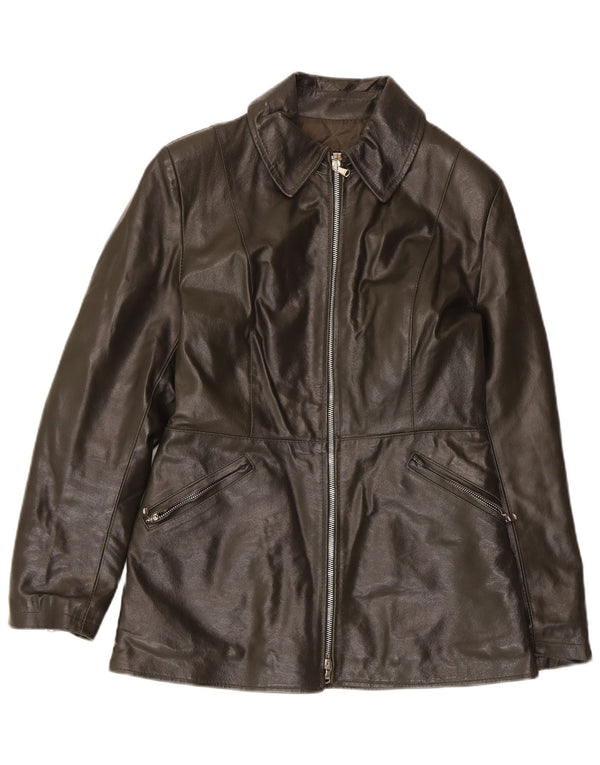 Vintage mujer chaqueta de cuero Reino Unido 10 pequeño caqui