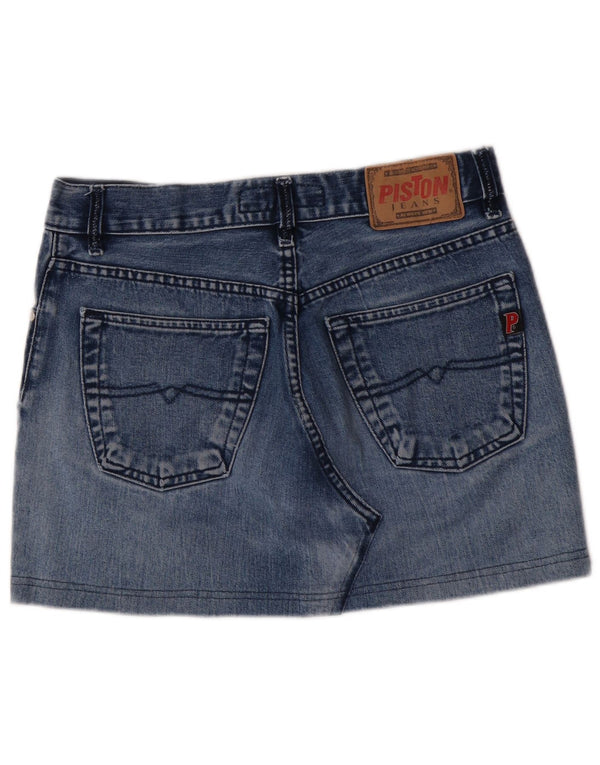 Vintage mujer mini falda de mezclilla W33 algodón azul grande