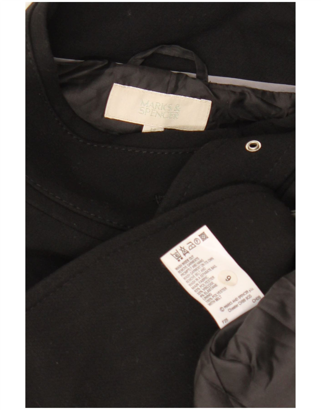 MARKS & SPENCER Abrigo para mujer UK 44 Medio Negro Poliéster