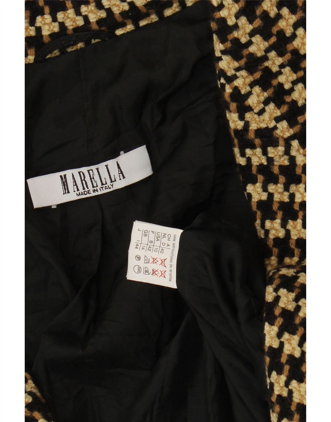 Marella Chaqueta tipo blazer de 1 botón para mujer Reino Unido 44 Grande Marrón Pata de gallo