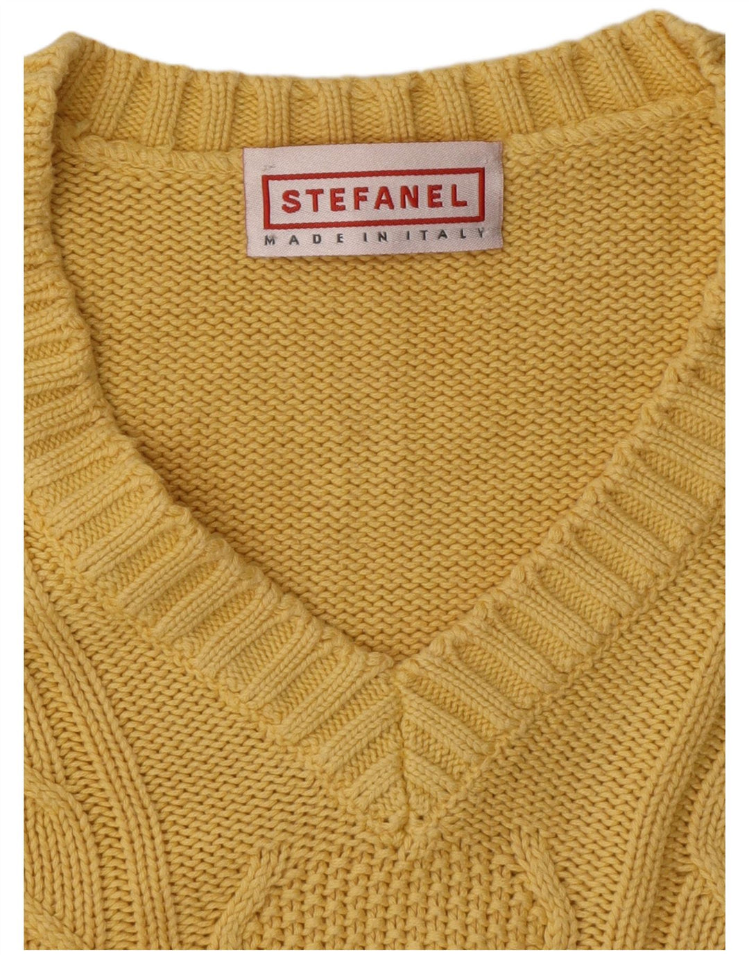 Stefanel Jersey con Cuello en V para Hombre XL Amarillo