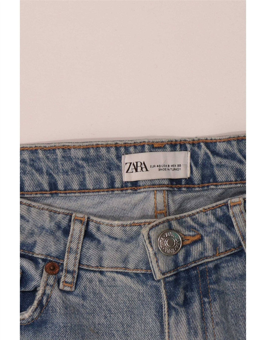 Zara Vaqueros Rectos Desgastados para Mujer EU 40 Medium W30 L28 Azul