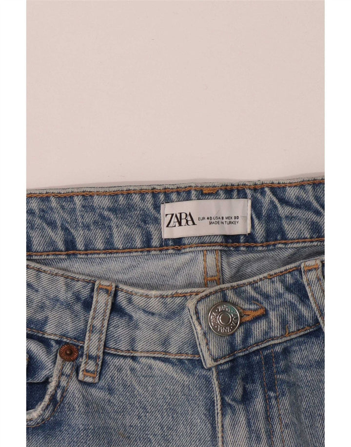 Zara Vaqueros Rectos Desgastados para Mujer EU 40 Medium W30 L28 Azul