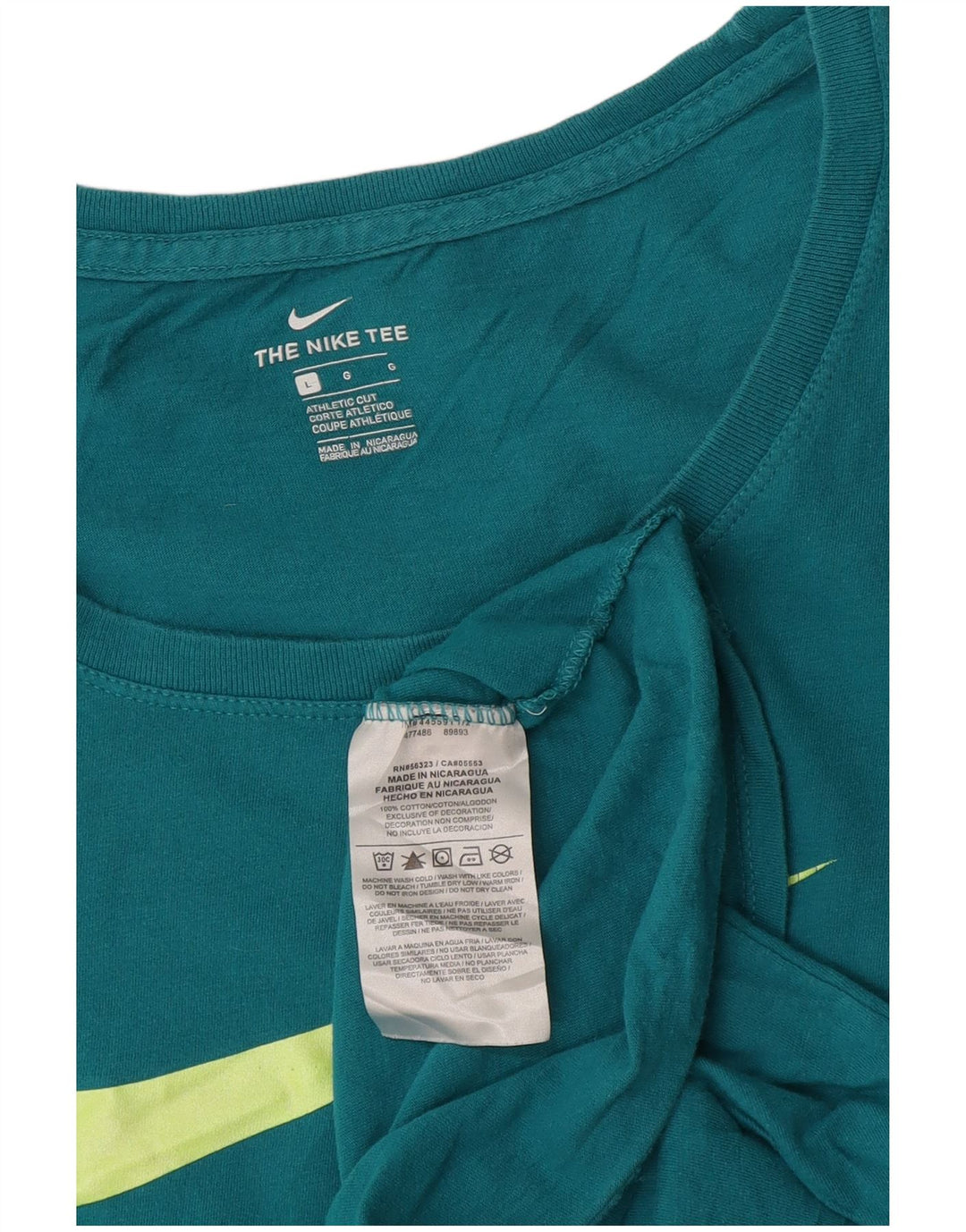 NIKE Camiseta gráfica de corte atlético para mujer UK 46 Grande Algodón azul