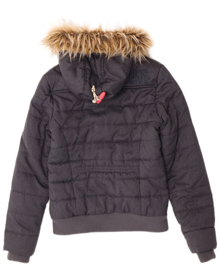 Superdry Chaqueta Bomber Acolchada Con Capucha Para Mujer UK 8 Small Gris Poliéster