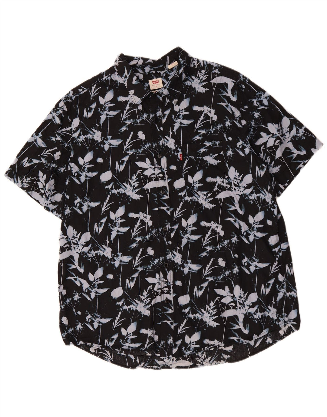 LEVI'S Camisa estándar de manga corta para hombre XL Algodón floral negro