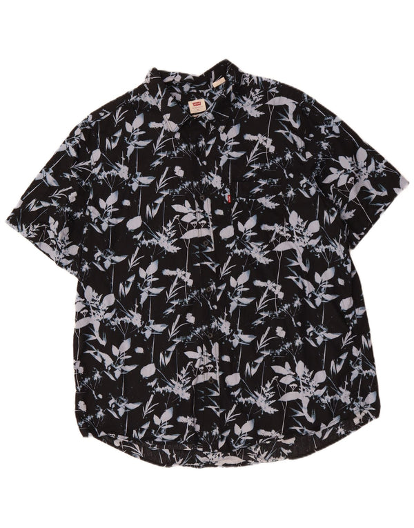 LEVI'S Camisa estándar de manga corta para hombre XL Algodón floral negro