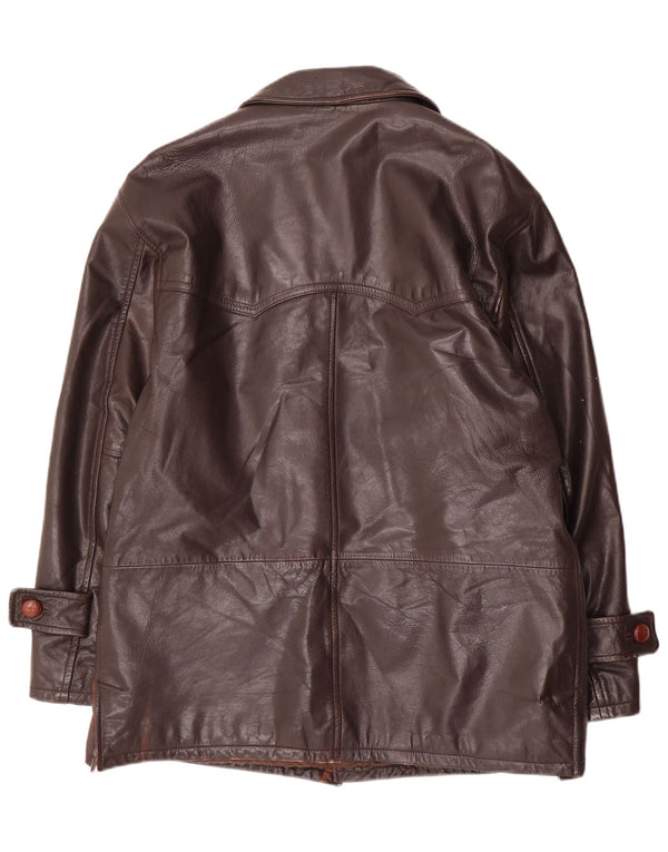 Chaqueta de cuero vintage para hombre IT 48 cuero marrón medio